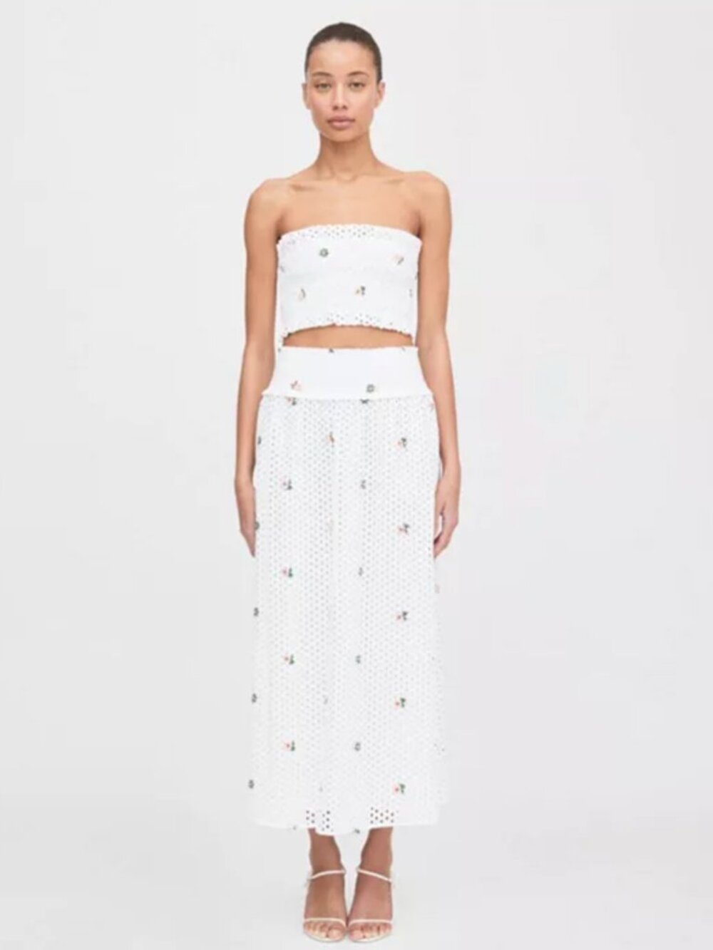 Hill House The Delphine Nap Skirt (White Daisy Eyelet)